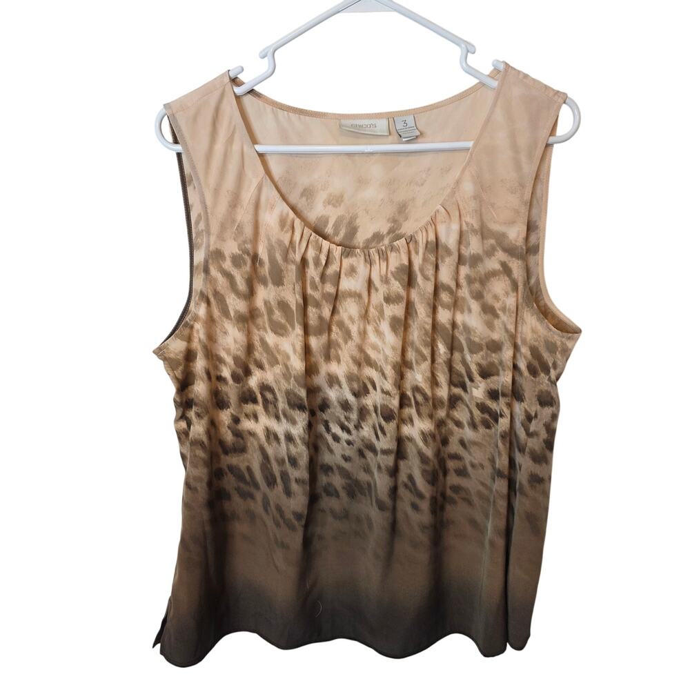 Chicos Lightweight Animal Print Sleeveless Blouse, Chicos 3/XL